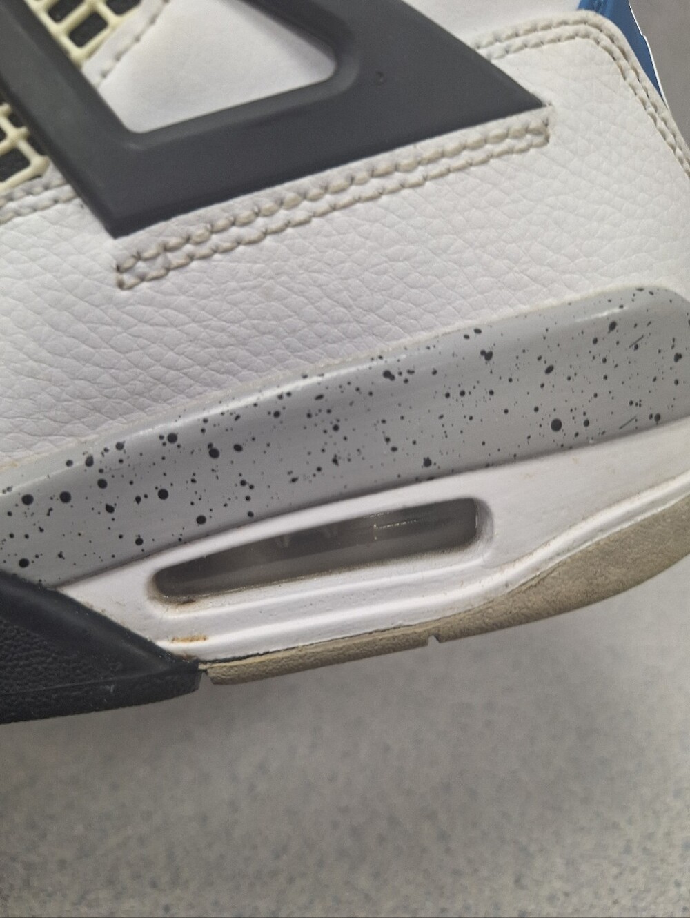 Jordan White Leather Retro 4 with Red and Blue Accents - Picture 7 of 10